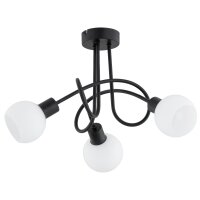 Deckenlampe 3-flammig Glas Schwarz Weiß E14 L:49 cm