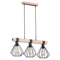 Hängelampe 3-flammig Holz E27 L:65 cm Skandinavisch