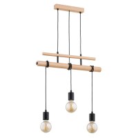 Hängelampe 3-flammig Holz Natur E27 L:60 cm dekorativ
