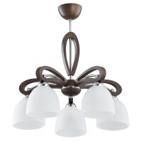 Deckenleuchte 5-flammig Holz Weiß Braun E27 B:48 cm