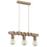 Hängelampe Holz Skandi 3-flammig E27 L:60 cm dekorativ