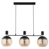 Hängelampe Glas Schwarz Bernstein 3-flammig E27 L:85 cm