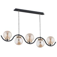 Hängelampe 5-flammig Glas Schwarz Bernstein E14 L:97 cm