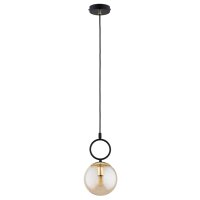 Hängelampe Glas Bernstein Schwarz E14 L:15 cm Modern