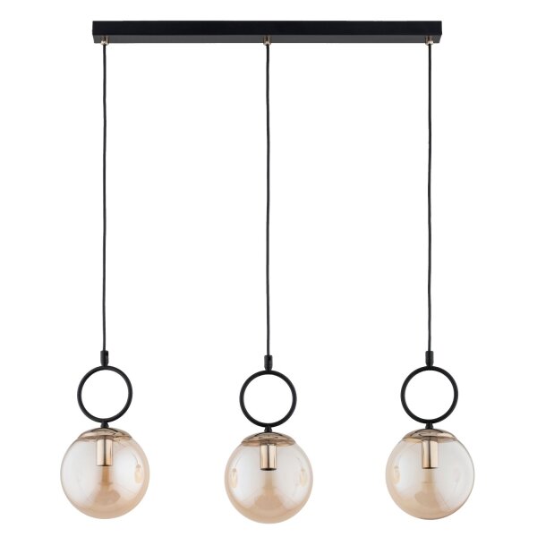 Hängelampe Glas Schwarz Bernstein 3-flammig E14 L:72 cm