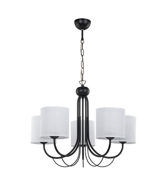 Lustre noir blanc 5-flmg E27 Lampe à suspendre