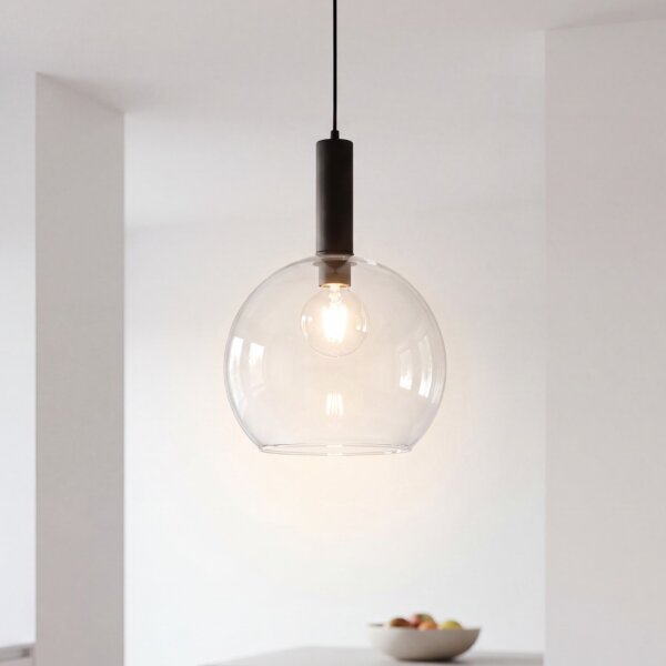 Lampe à suspendre LYSITOS verre Ø30cm sphère rétro cuisine