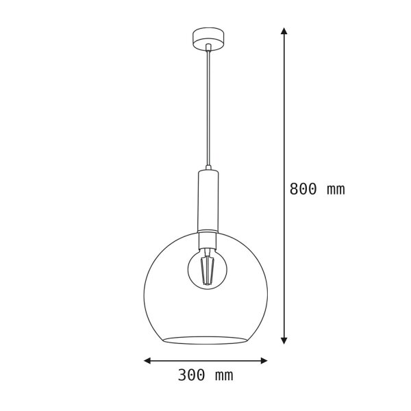 Lampe à suspendre LYSITOS verre Ø30cm sphère rétro cuisine