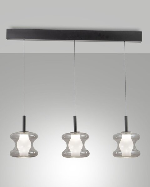 LED Pendelleuchte Schwarz 2700/3000/4000K Rauchglas