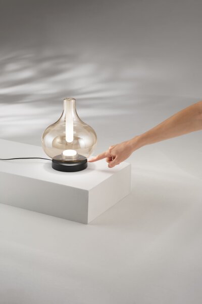 LED Tischleuchte Schwarz 2700/3000/4000K Glas H:23 cm