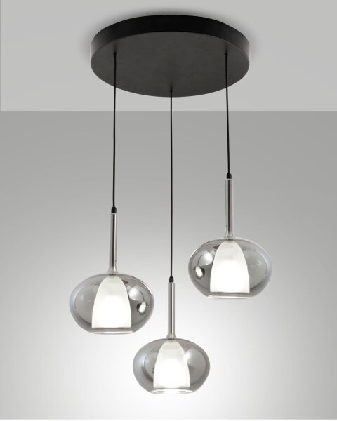 Hängelampe Rauchglas E27 Schwarz L:45 cm dekorativ