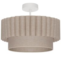 Deckenleuchte Stoff Grau-Beige Weiß rund...