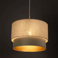 Hängelampe Stoff Grau-Beige Beige Gold Ø40 cm...