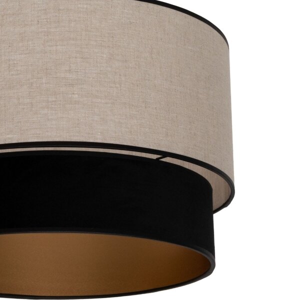Pendelleuchte Stoff Grau-Beige Schwarz Gold Ø40 cm E27