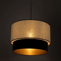 Pendelleuchte Stoff Grau-Beige Schwarz Gold Ø40 cm...