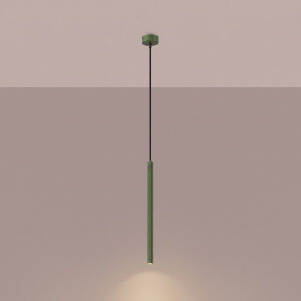 Hängelampe Stahl Olivgrün Modern G9 Ø2,5cm Zylinder