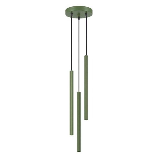 Pendelleuchte Stahl Olivgrün 3-flammig G9 Ø20 cm rund