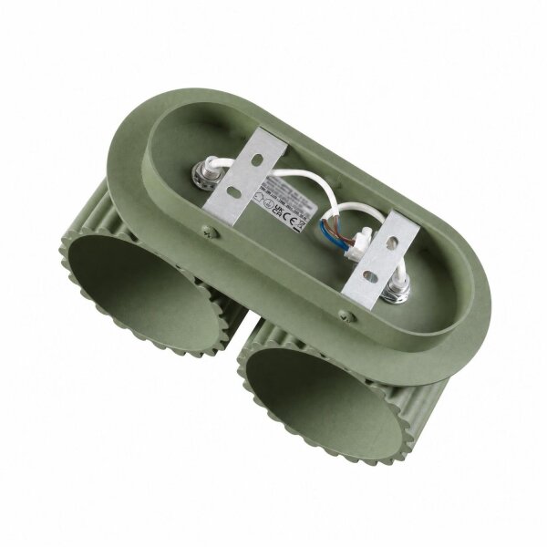 Wandlampe Up Down Aluminium Olivgrün 2-flammig G9 12cm