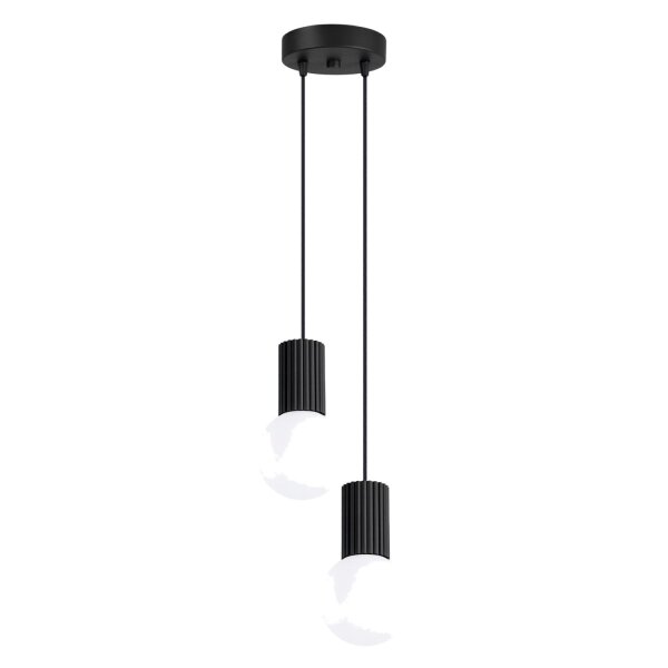 Hängelampe Glas Aluminium Schwarz 2-flammig G9 L:15cm
