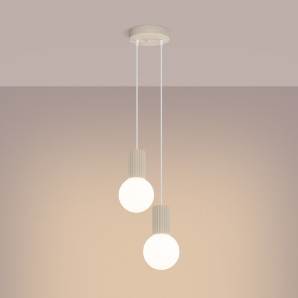 Hängelampe Glas Aluminium Beige 2-flammig G9 L:15cm