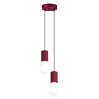 Hängelampe Glas Aluminium Burgund 2-flammig G9 L:15cm
