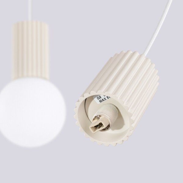 Hängelampe Glas Aluminium Beige 2-flammig G9 L:33,5cm