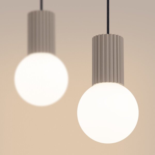 Hängelampe Glas Aluminium Taupe 2-flammig G9 L:33,5cm