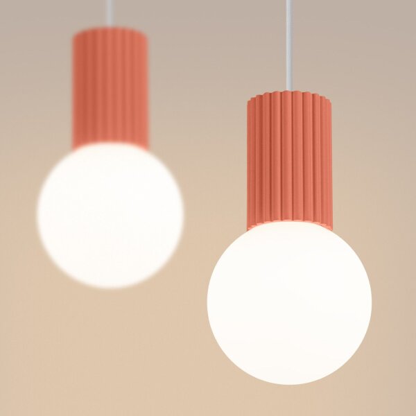 Hängelampe Glas Aluminium Pfirsich 2-flammig G9 33,5cm