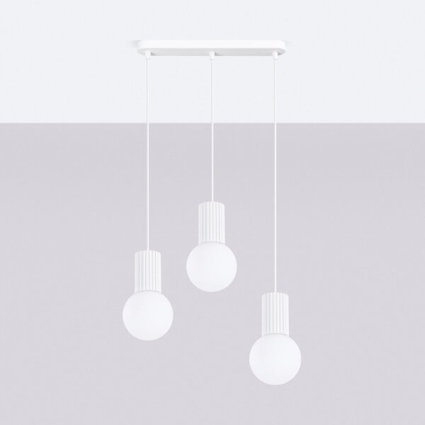 Hängelampe blendarm Glas Aluminium 3-flammig G9 L:40cm