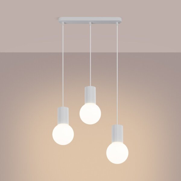 Hängelampe blendarm Glas Aluminium 3-flammig G9 L:40cm