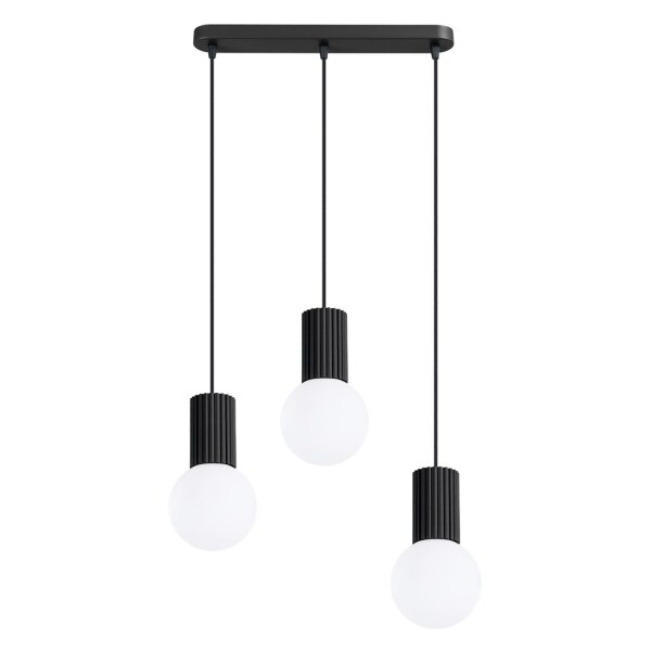 Hängelampe Glas Aluminium Schwarz 3-flammig G9 L:40cm