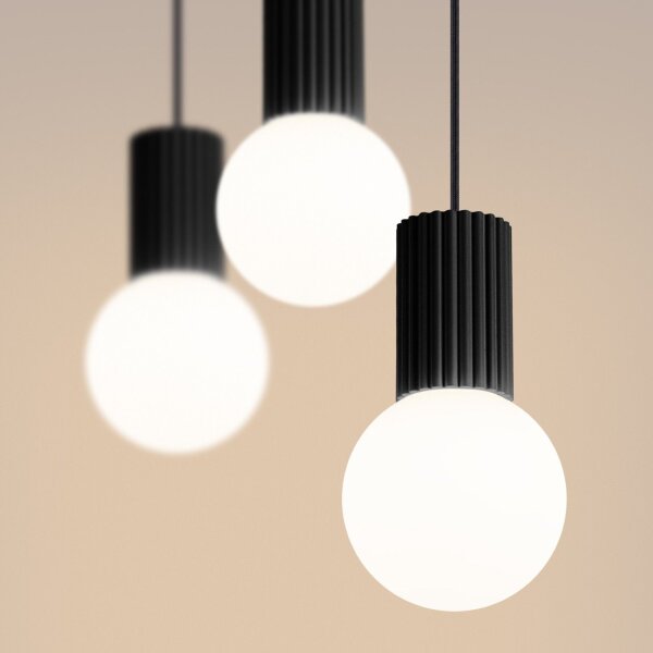 Hängelampe Glas Aluminium Schwarz 3-flammig G9 L:40cm