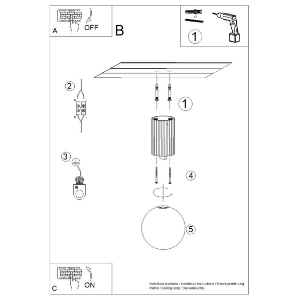 Deckenleuchte Glas Aluminium Gelb G9 IP44 B:12 cm