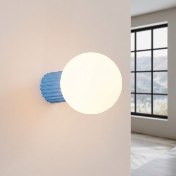 Wandlampe Glas Aluminium Hellblau G9 IP44 H:12cm rund