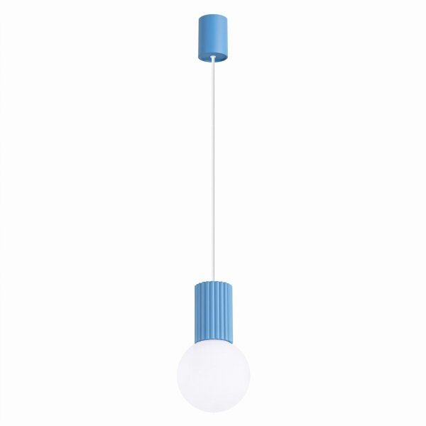 Hängelampe blendarm Glas Aluminium Hellblau G9 Ø12cm