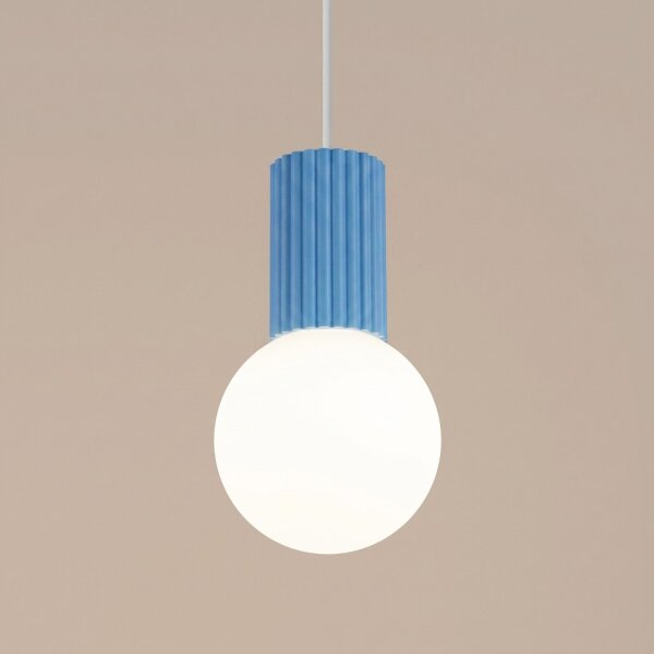 Hängelampe blendarm Glas Aluminium Hellblau G9 Ø12cm