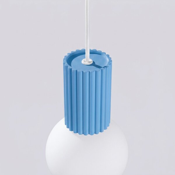 Hängelampe blendarm Glas Aluminium Hellblau G9 Ø12cm