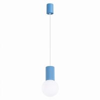 Hängelampe blendarm Glas Aluminium Hellblau G9...