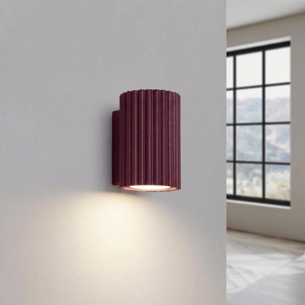 Wandlampe Up Down indirekt Aluminium Burgund GU10 10cm