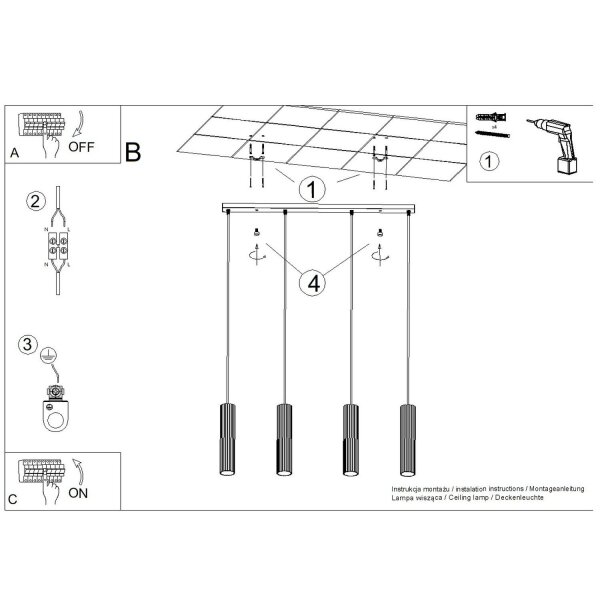 Hängelampe höhenverstellbar Aluminium Weiß GU10 L:81cm
