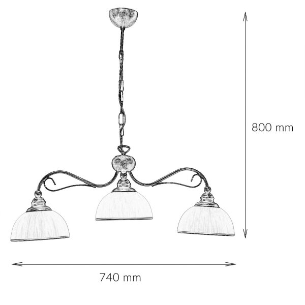 Suspension en brun antique L:74cm Lampe de table à manger