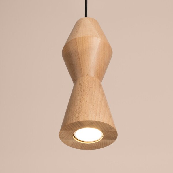 Pendelleuchte Holz Schwarz Natur GU10 Ø10 cm rund