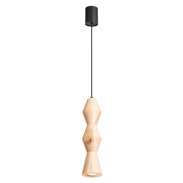Pendelleuchte Holz Schwarz Natur GU10 Ø10cm rund Modern