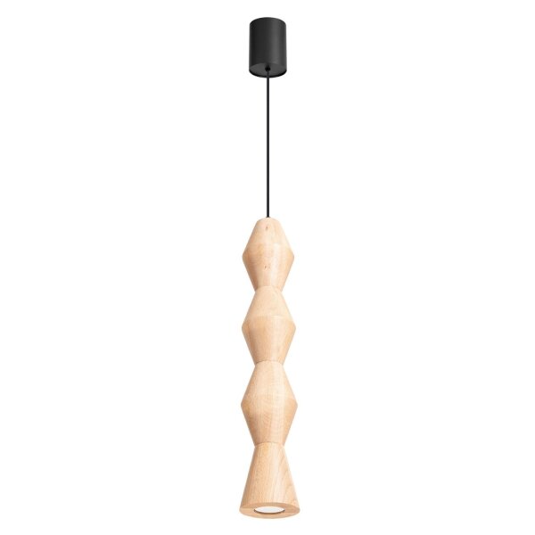 Hängelampe Holz Schwarz Natur GU10 Ø10 cm Skandinavisch