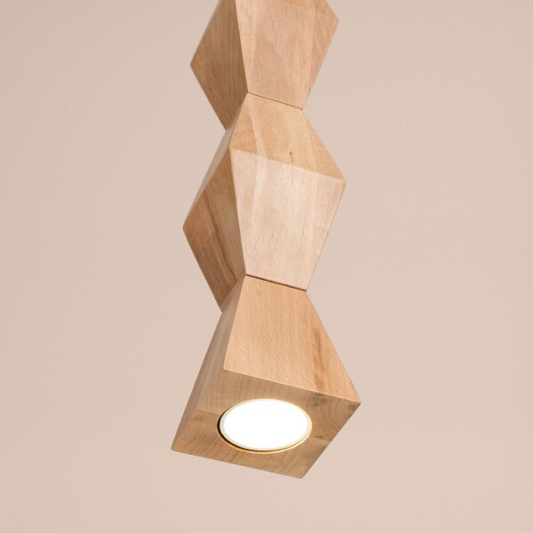 Pendelleuchte Holz Schwarz Natur GU10 Ø8cm rund Modern