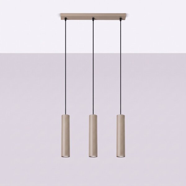 Pendelleuchte Stahl Taupe Modern 3-flammig GU10 L:45 cm