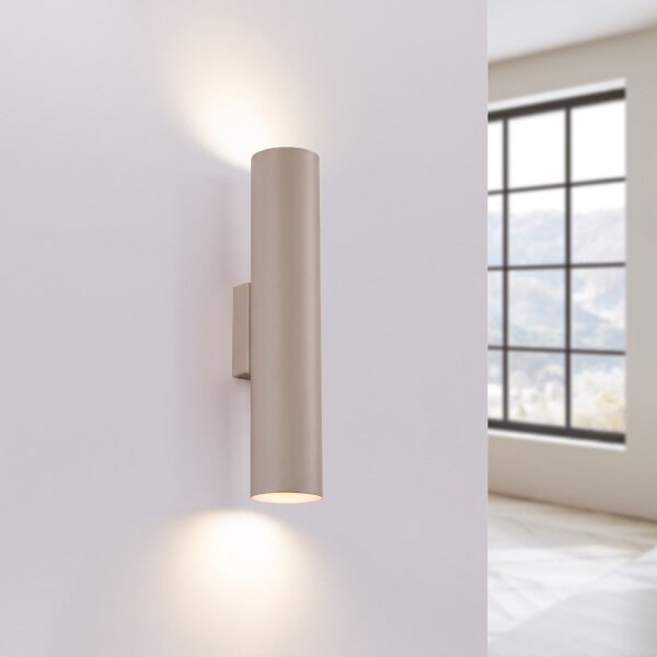 Wandlampe Up Down indirekt Stahl Taupe GU10 T:8 cm