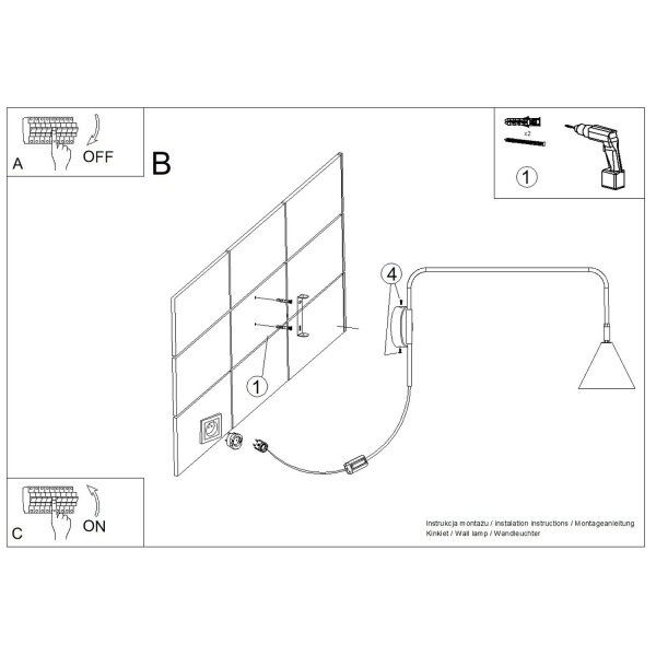 Wandlampe Stahl Taupe Schalter Stecker E14 H:30 cm