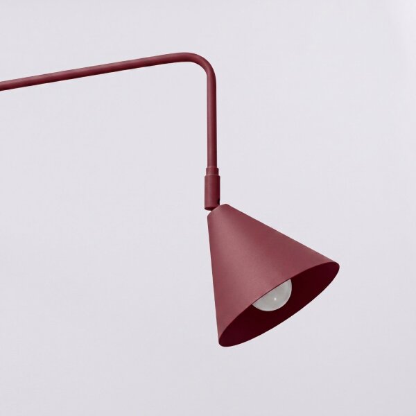 Wandlampe Stahl Burgund Schalter Stecker E14 B:14cm