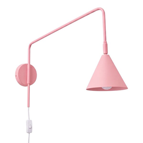 Wandleuchte Stahl Rosa Schalter Stecker E14 H:30cm
